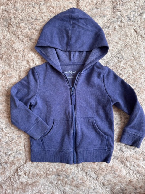 #127 Cat & Jack Blue Zip Hoodie Girls 2T