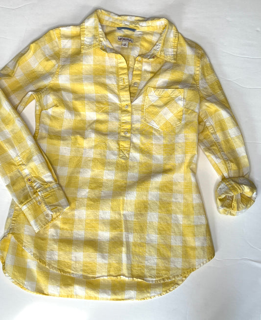 Women's Merona Size Medium Yellow/White Check Shirt VGUC