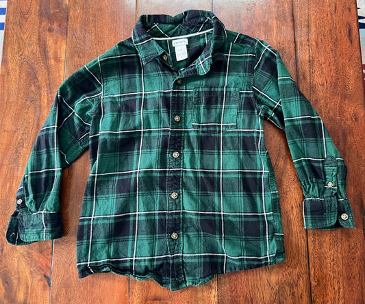 #66 size 7 Carters green plaid button-down, VGUC
