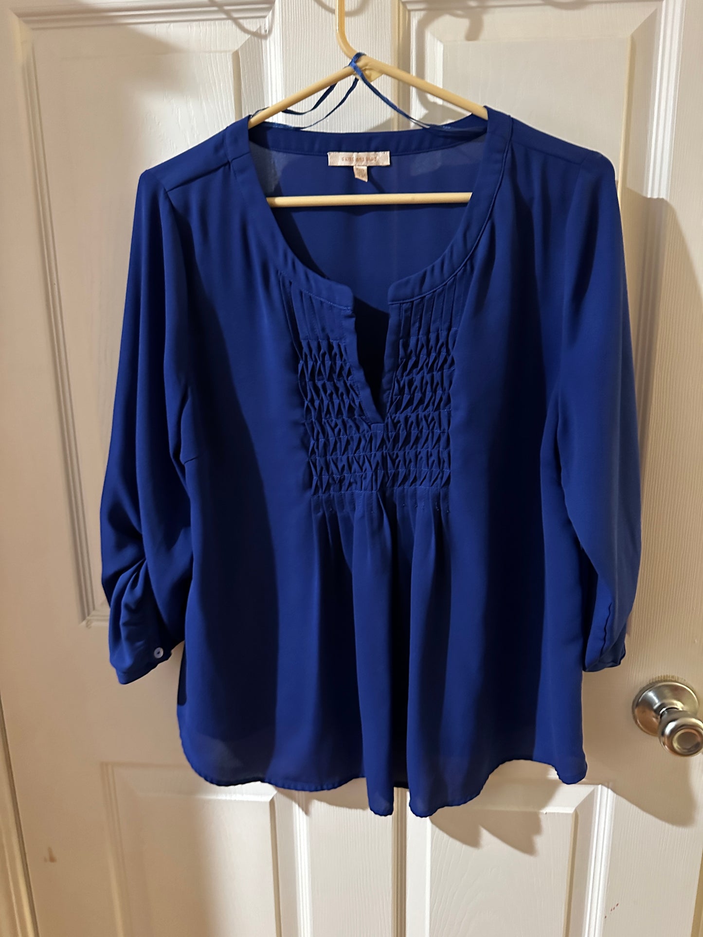 #8 Women's Skies are Blue Long sleeve blouse, Large Petite, Blue