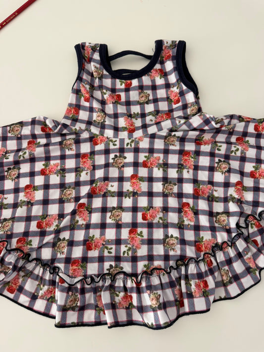#117, Girls 2T, Pipsqueak’s Boutique navy floral dress, GUC