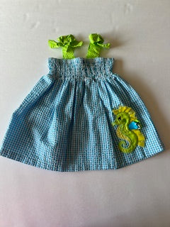 Rare Too girls size 18 months blue and green seahorse dress