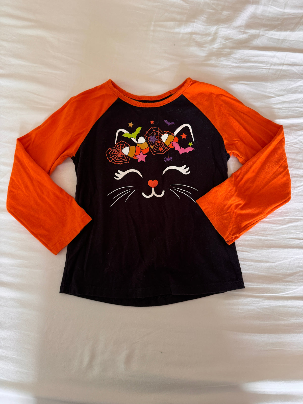 #127 Halloween Cat Tee Girls 4T