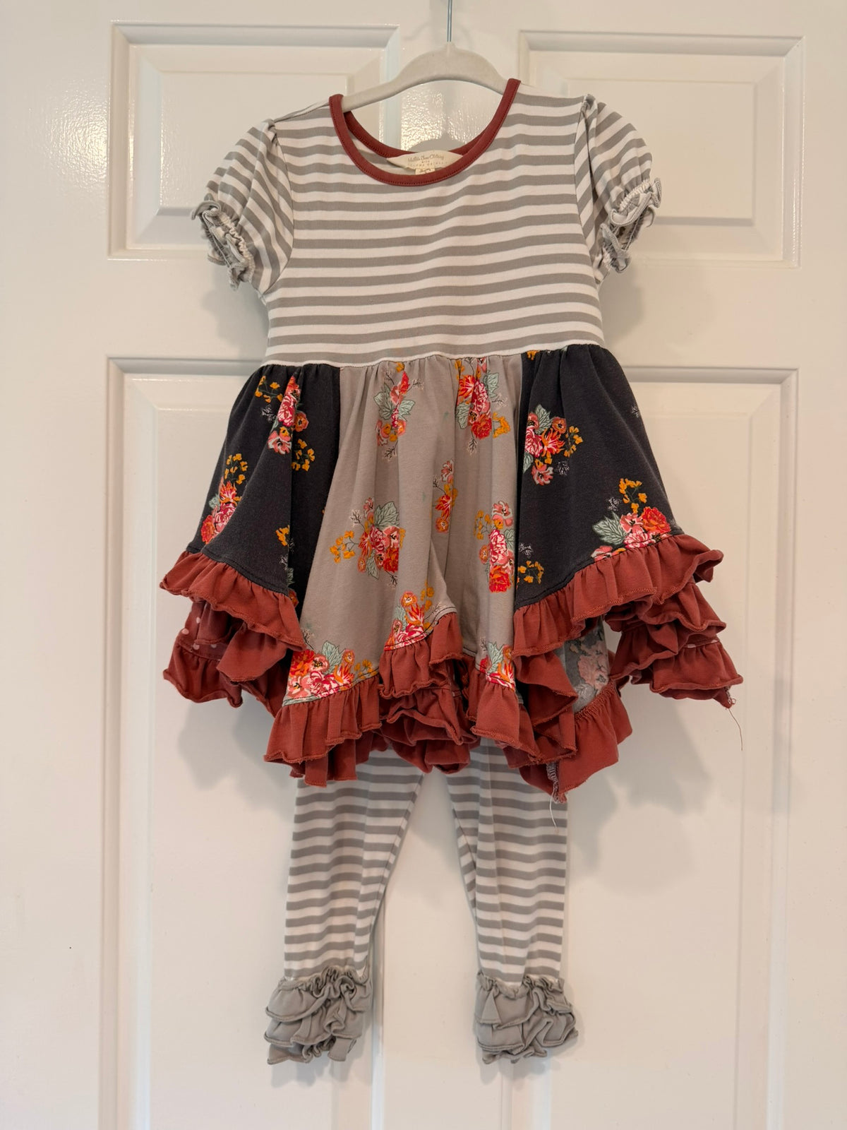 #85 Matilda Jane Grey Floral Multi-Tiered Dress, Girls 2T