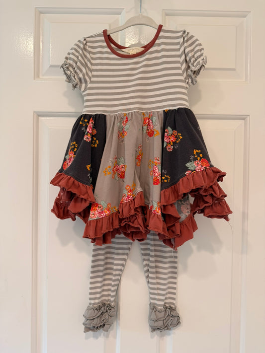 #85 Matilda Jane Grey Floral Multi-Tiered Dress, Girls 2T
