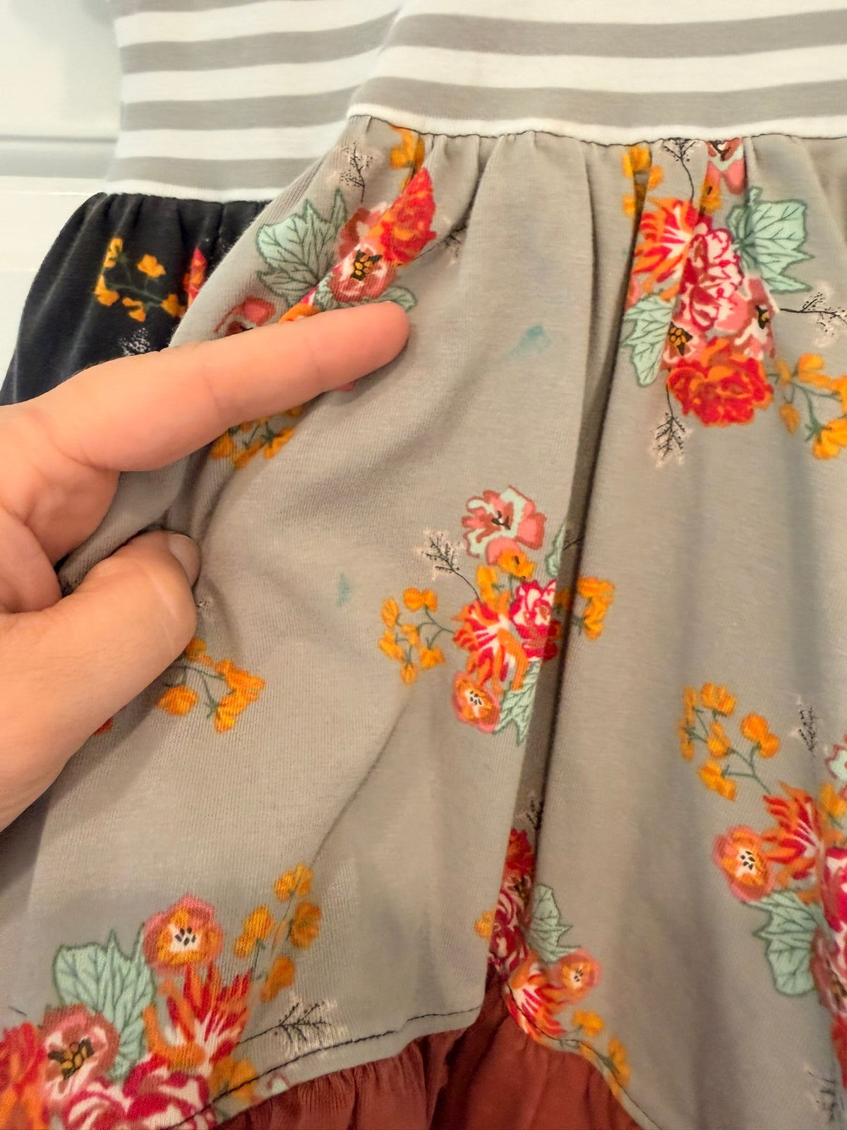#85 Matilda Jane Grey Floral Multi-Tiered Dress, Girls 2T