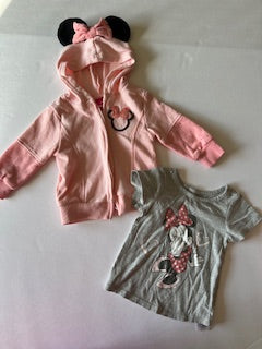 Disney girls size 18 months minnie mouse zip up jacket and shirt