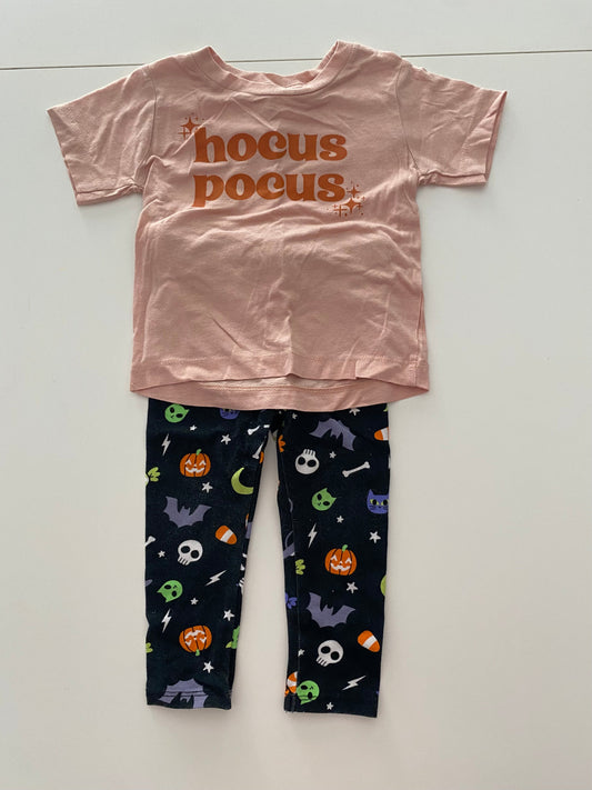 #117- Girls 18M, Boutique Hocus Pocus shirt & Cat & Jack black Halloween leggings bundle, GUC,*reduced*