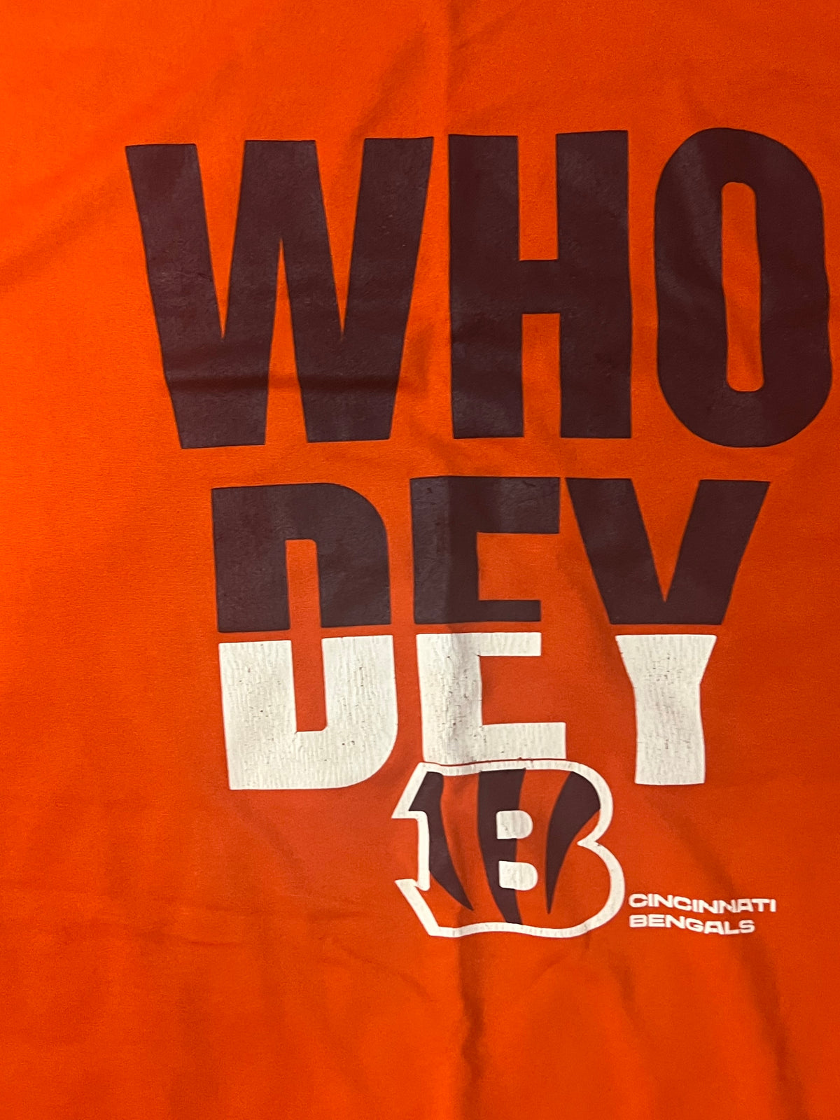 Seller #184 Men’s XL Nike Orange Who Dey Bengals drifit shirt