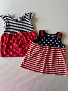 Jumping Beans girls size 18 months red white and blue tops bundle