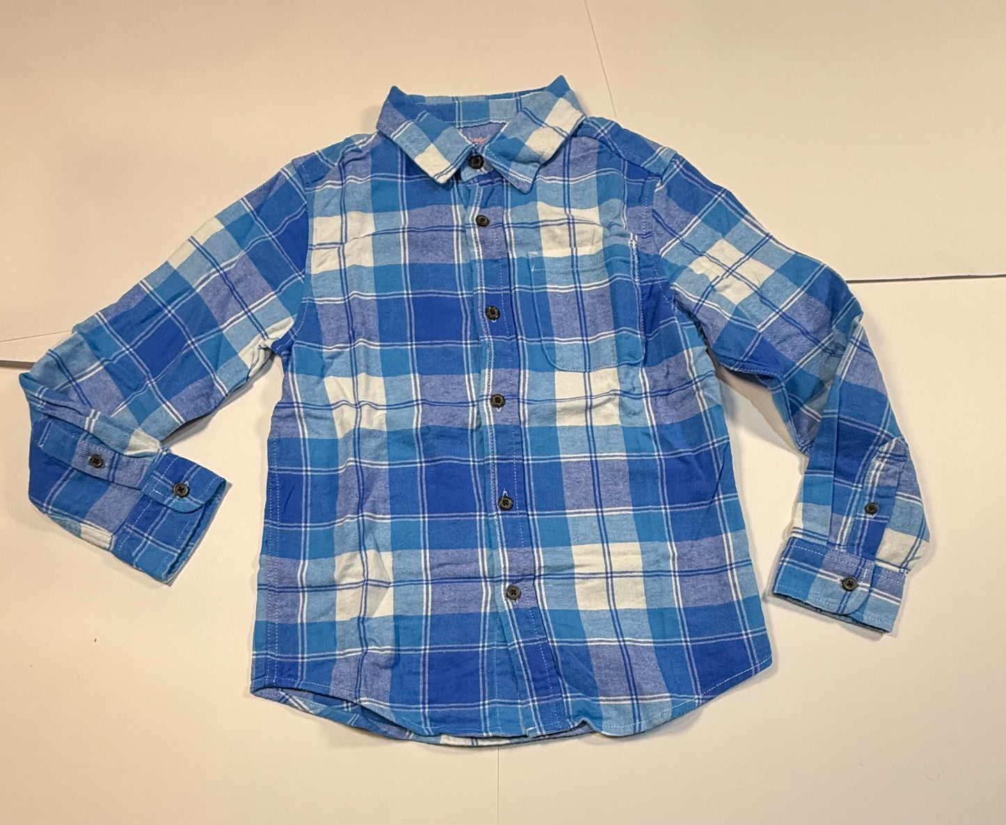 #180 Boys Medium (8) Cat & Jack Flannel Bundle - Blue/white &  Navy/Purple Flannel