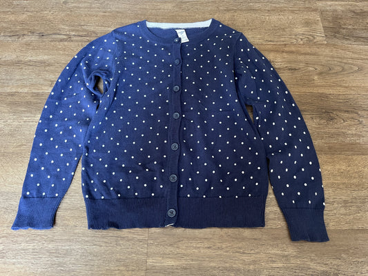 #124 OshKosh Navy Polka Dot Cardigan Girls Size 10