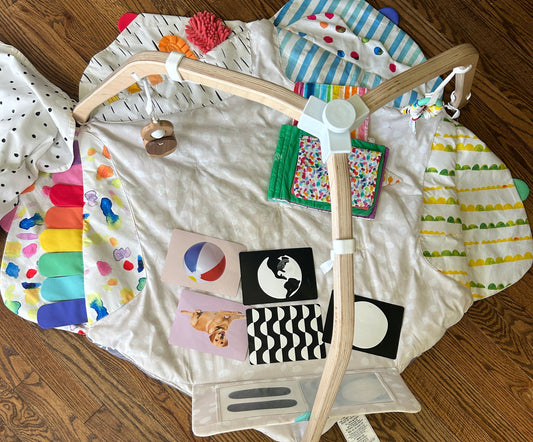 seller #35  lovevery playmat with cards and sensory book
