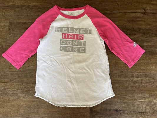 #124 Adidas 3/4 Sleeve Baseball Graphic Shirt Girls Size S