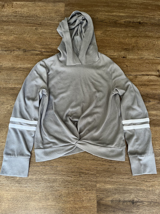 #124 SO Grey Hooded Twist Front Shirt Girls Size 7