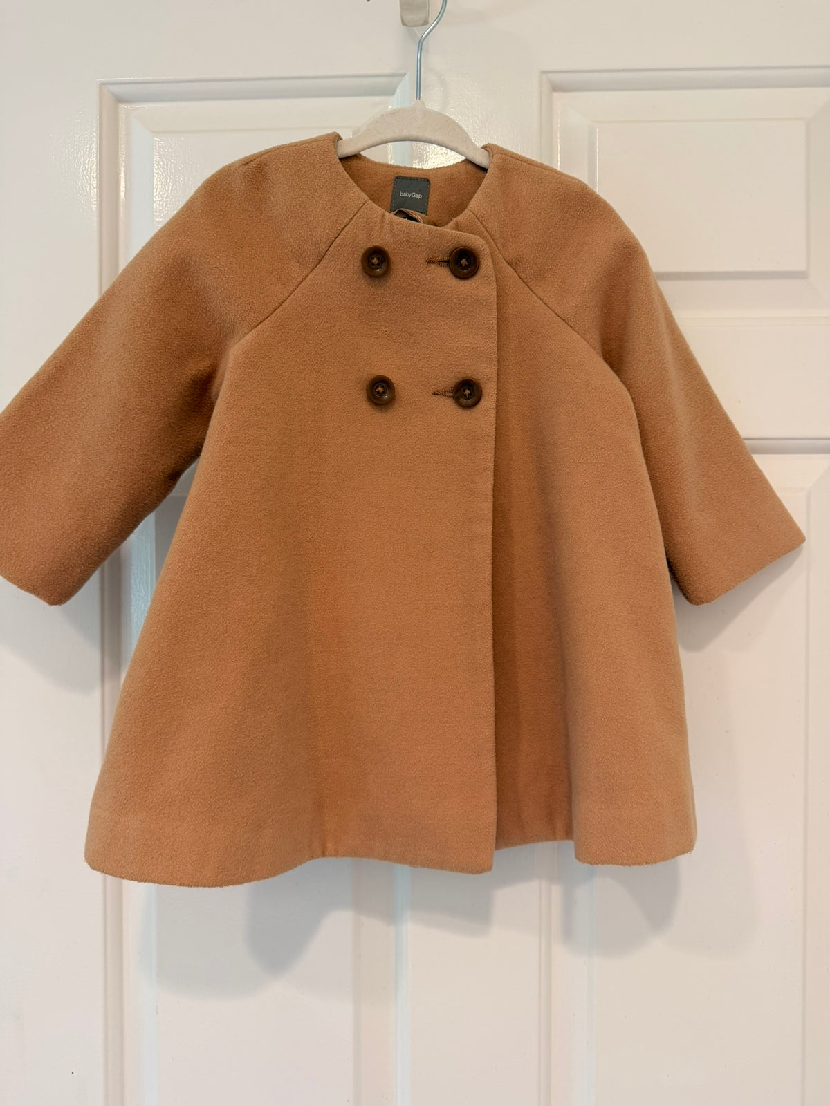 #85 Baby Gap Brown Swing Pea Coat Jacket, Girls 12-18m