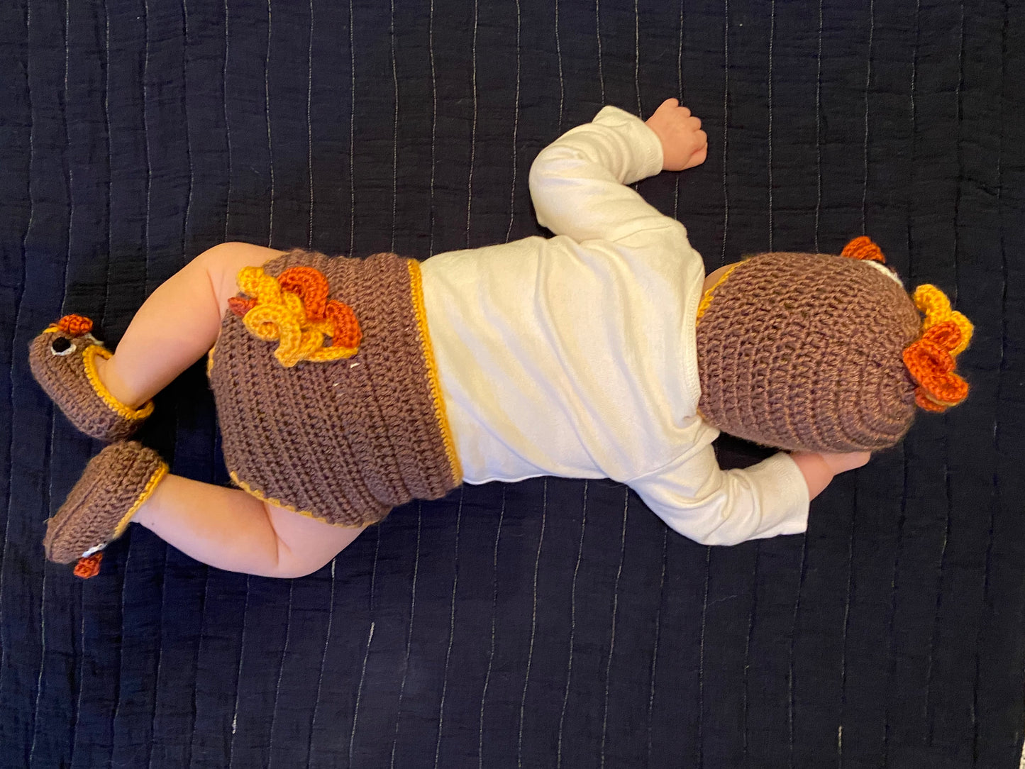 #70 knit baby Thanksgiving bottoms and booties