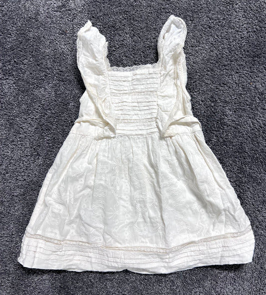 #4. Girls size 2/3 Zara cream pinafore dress, VGUC