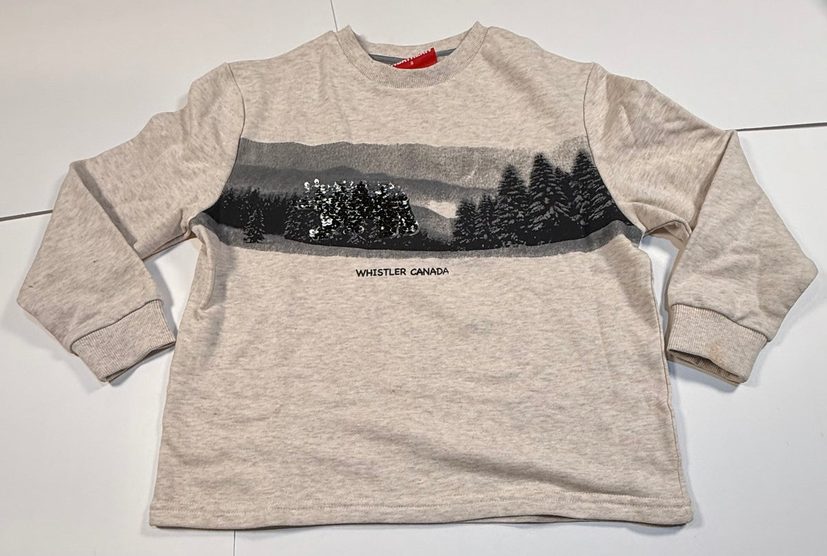 #141 Boy Medium 8 Reverse Sequin Sweatshirt - Bear and Dinosaur