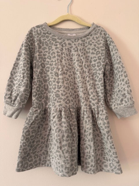 #127 Baby Gap Leopard Sweatshirt Dress Girls 3T
