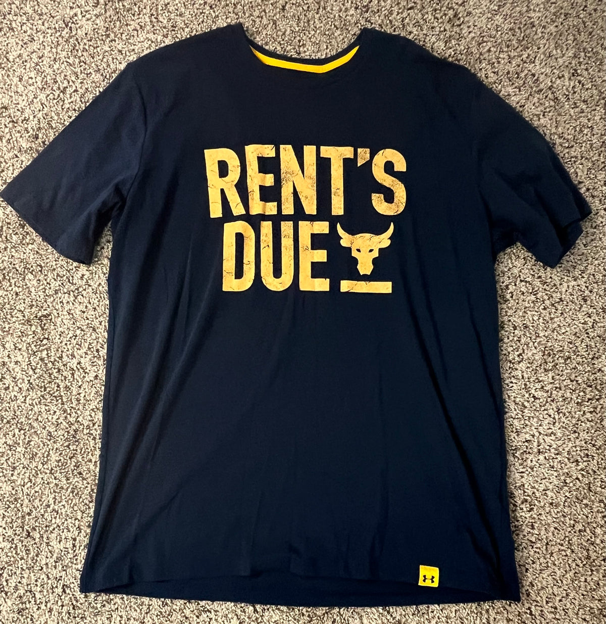 Seller #184 Men’s Large  Under Armour Navy Rent’s Due VGUC
