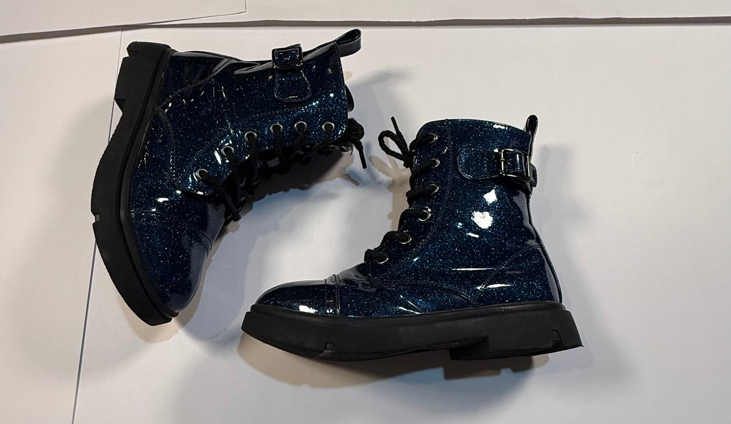 #180 Girls 13 Navy Glitter Boots