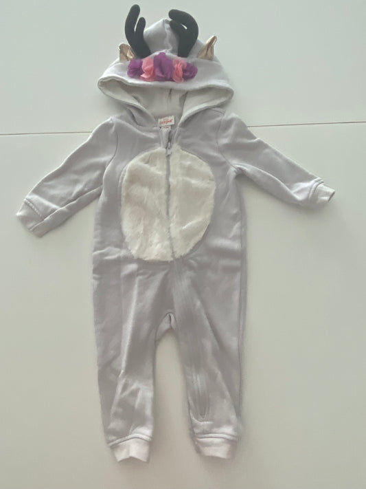 #117- Girls 9M, Cat & Jack dusty lavender deer footless costume, EUC