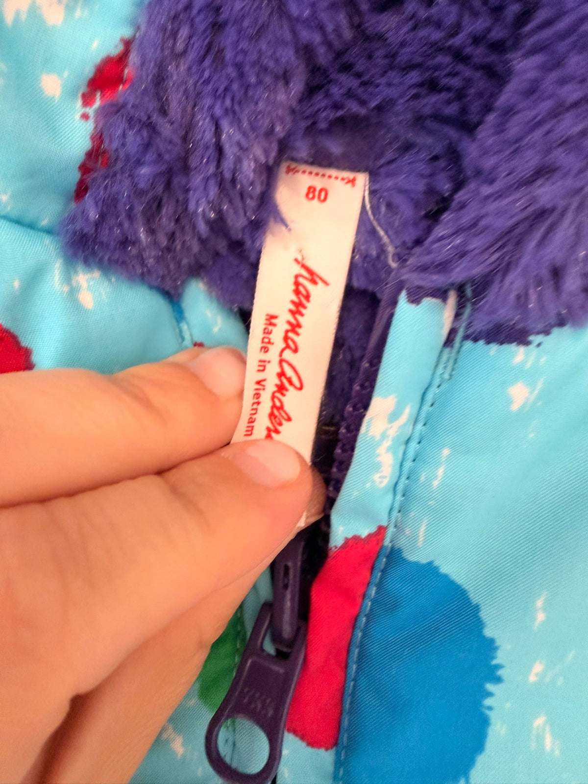 #85 Hanna Andersson Reversible Blue & Purple Polka Dot Winter Coat, Girls 18-24m