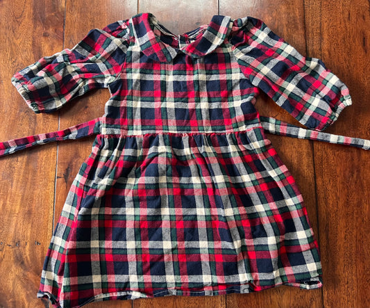 #66 4T Mabel & Honey (small shop/boutique) flannel plaid dress with Peter Pan collar. VGUC