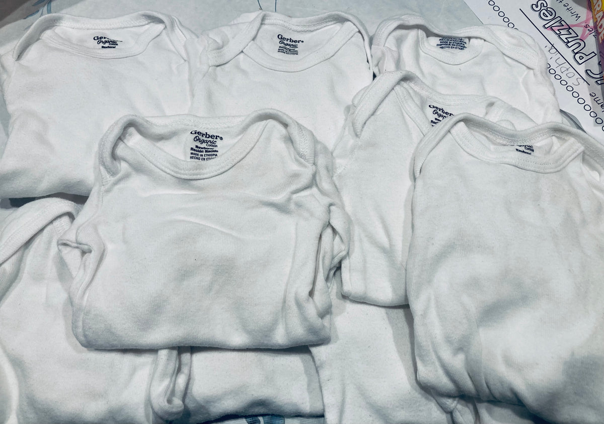 Seller #60 Lot of 10, white newborn onesies