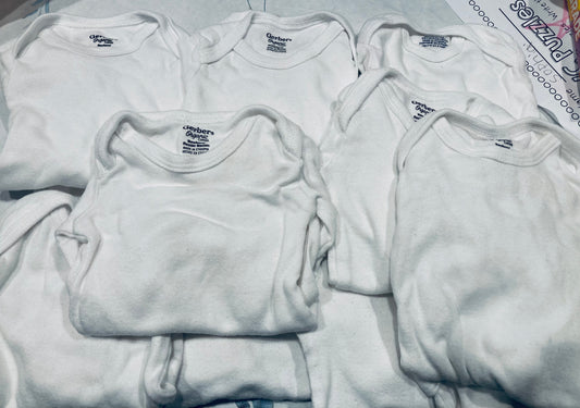 Seller #60 Lot of 10, white newborn onesies