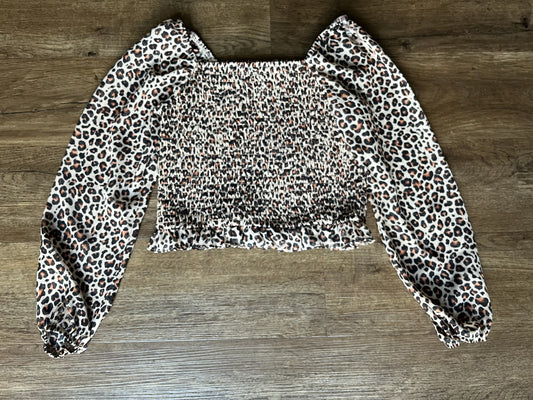 #124 EUC Art Class Leopard Print Crop Top Girls Size L 10/12