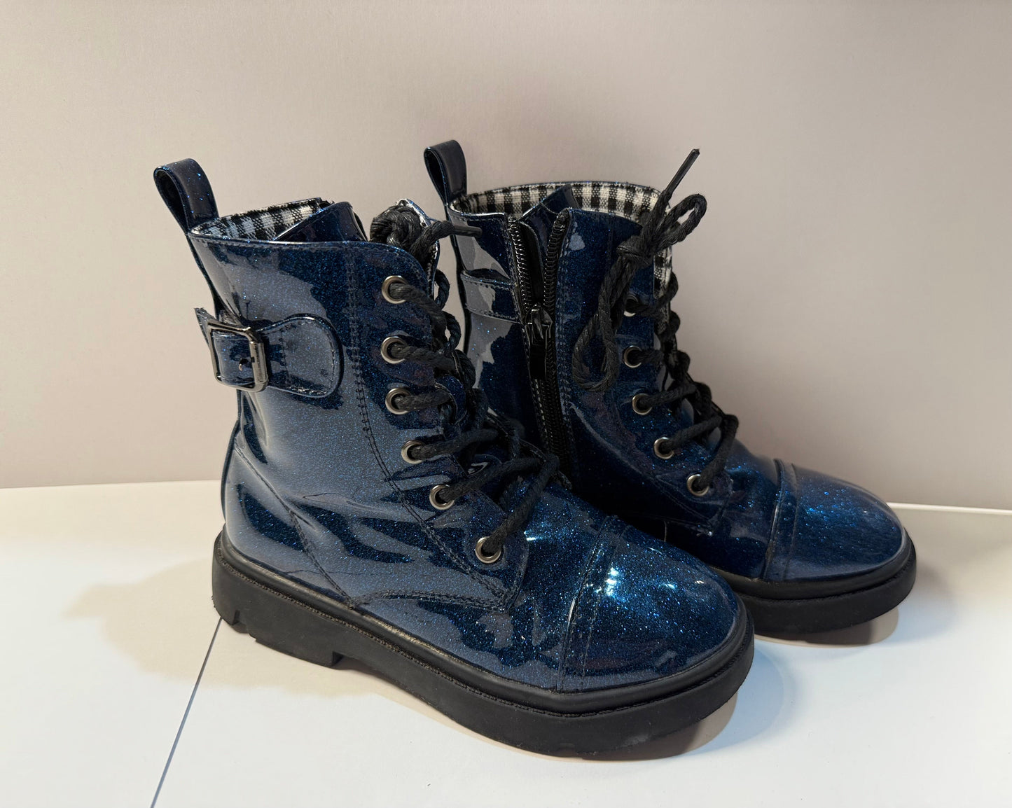 #180 Girls 13 Navy Glitter Boots