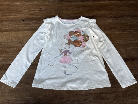 #124 EUC Cynthia Rowley Off White Shirt "Balloon" Girls Size L 10-12