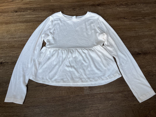 #124 VGUC White Old Navy Long-sleeve Shirt Girls Size L 10/12