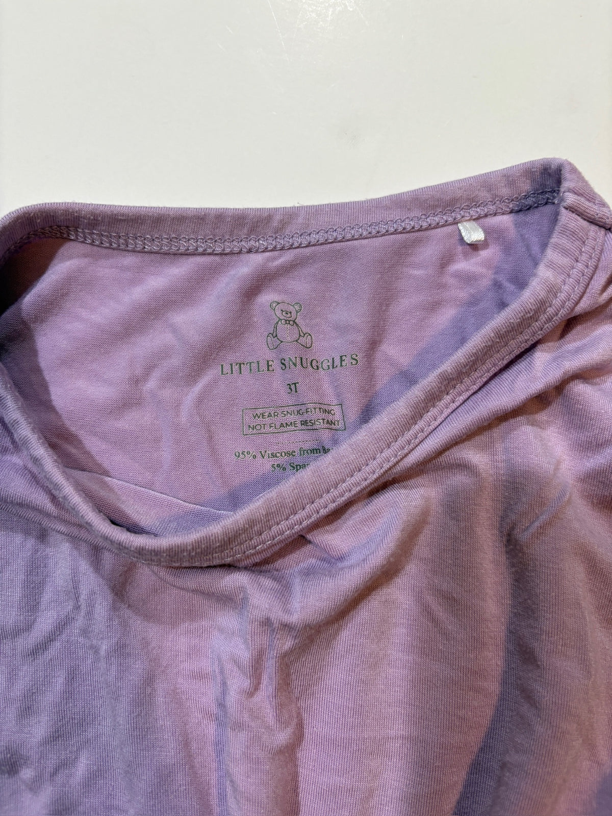 Seller #105 - Girls 3T Little Snuggles Purple Bamboo Pajamas GUC - see photos