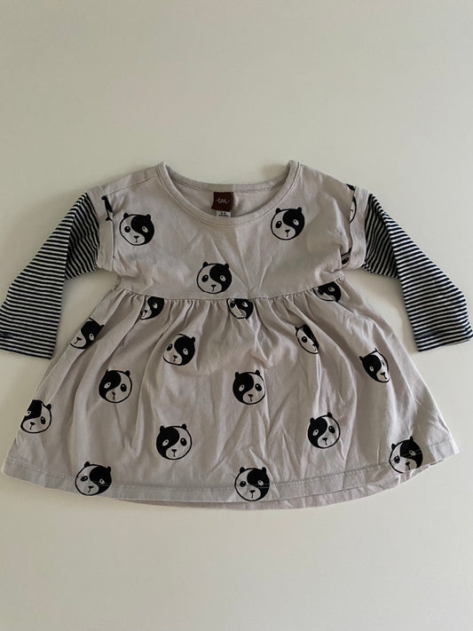 #84B- Girls 6-9M, Tea Panda stripe tunic, VGUC