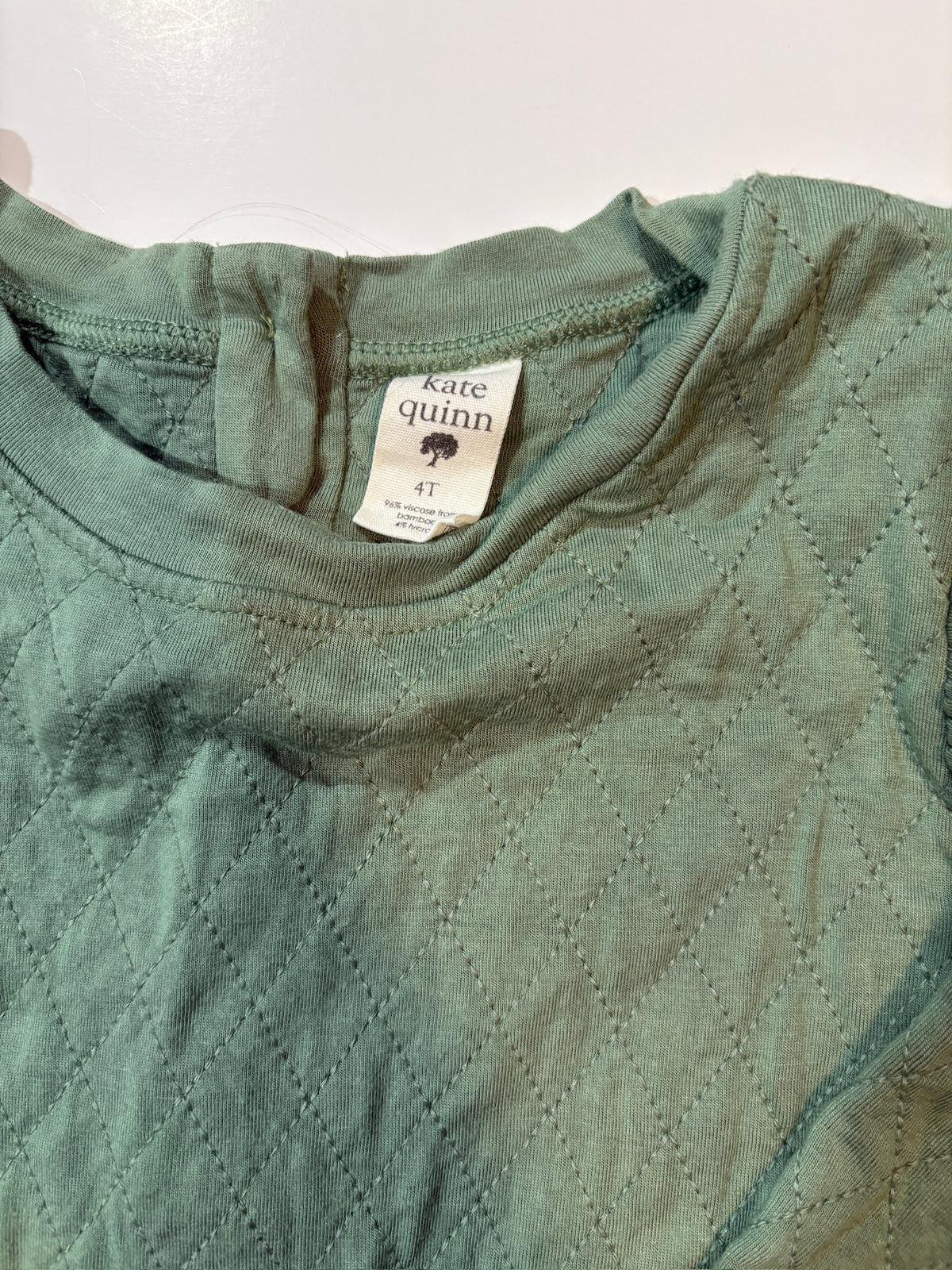 Seller #105 - Girls 4T Kate Quinn Green Bamboo Ruffle Tunic VGUC