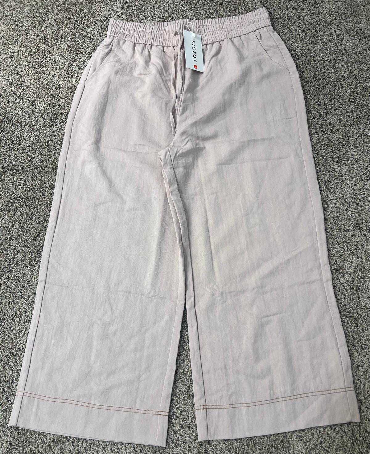 Seller #184 Women’s Large Women Flowy Pants Drawstring Waist Wide Leg NWT pale pink