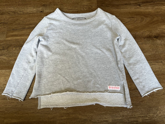 #124 Buffalo David Bitton Gray Sweatshirt With Raw Hem Girls Size S 7/8