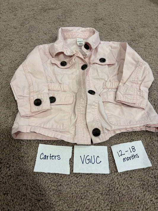 #138 - 12-18 Mo - VGUC Carters - Pink Light Jacket - PU 45236