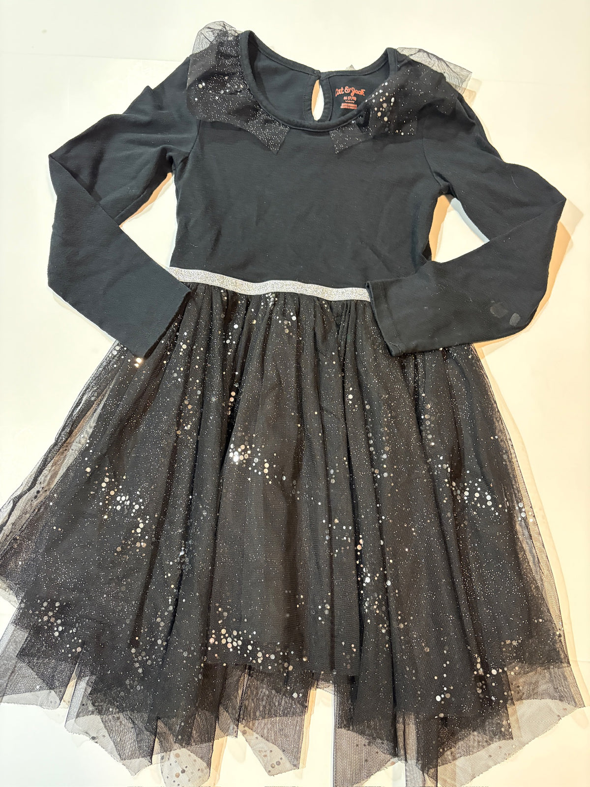 Seller #105 - Girls 7/8 Cat & Jack Black Sparkle Tulle Dress GUC - See photos