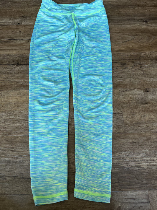 #124 90 Degrees Green Space Dye Athletic Leggings Girls Size S 7/8