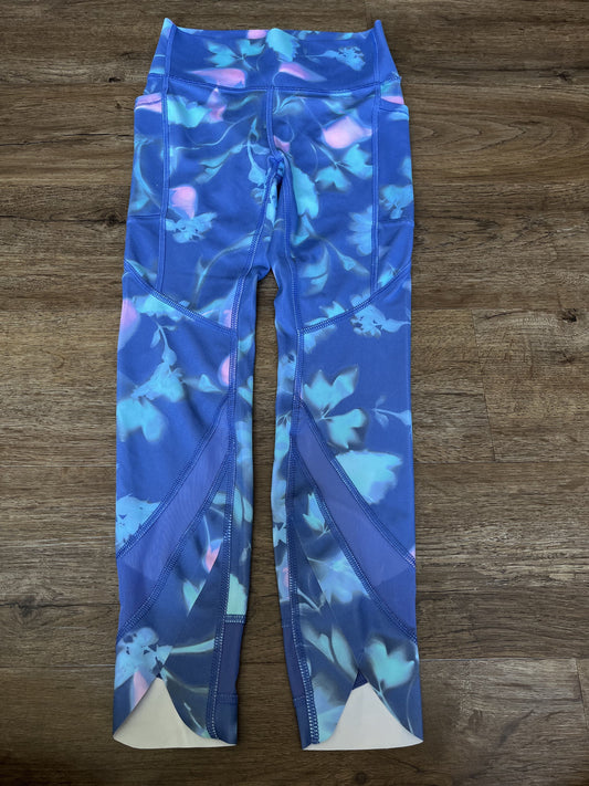 #124 EUC All In Motion Blue/Pink Watercolor Athletic Leggings Girls Size M 7/8 (2 of 2 pairs)