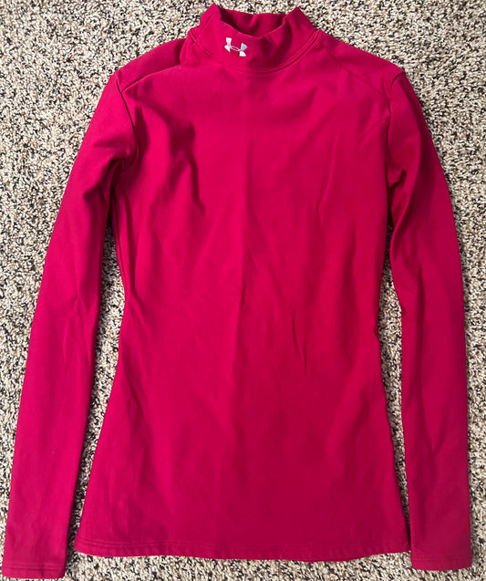 Seller #184 women’s Small Under Armour magenta fleece lined base layer shirt winter