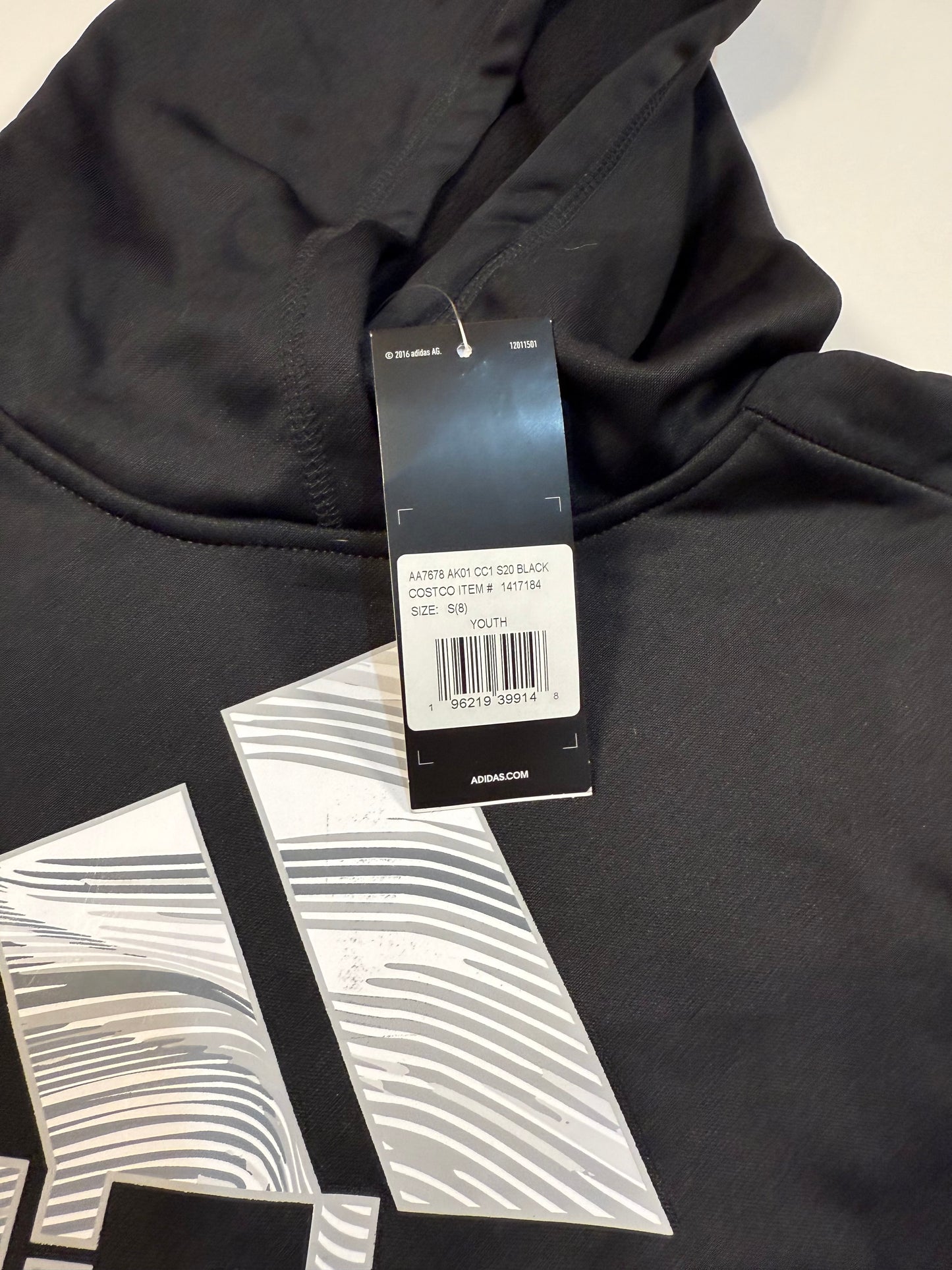 #180 Boys Small (8) NWT Black Adidas Athletic Hoodie