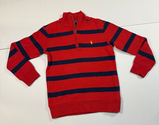 #180 Boys Small (8) Polo Ralph Lauren Red and Navy Quarter Zip Sweater