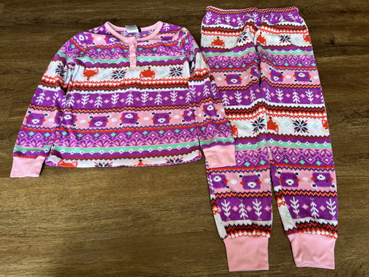 #124 VGUC Cuddl Duds Animal Fleece Pajamas Girls Size M 7/8