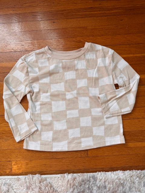 #127 Cat & Jack Checkered Tee Girls 4T