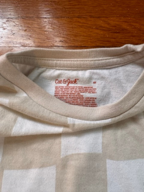 #127 Cat & Jack Checkered Tee Girls 4T